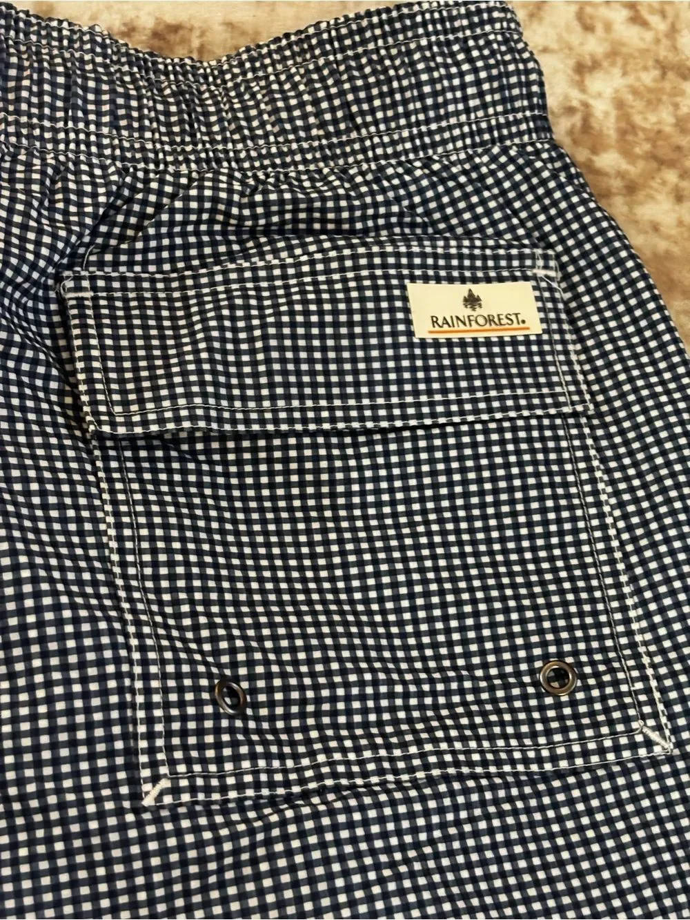Rainforest Blue and White Check Swim Trunks size XL